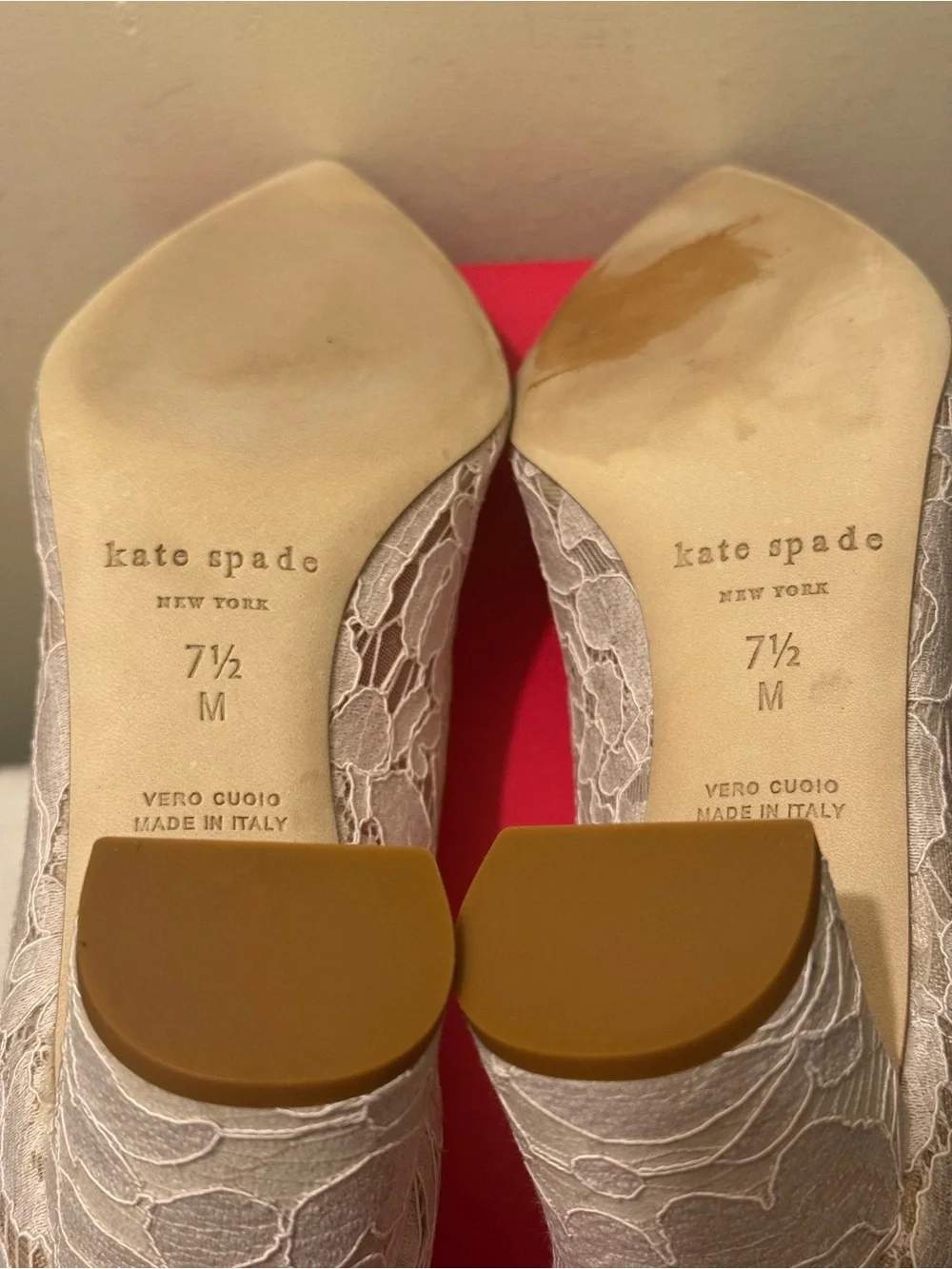 BNIB Kate Spade Madelaine Too Lace Pumps Blush Suede Heels 7.5 Made in Italy